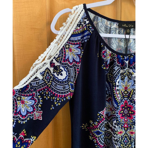 NWOT, Melissa Paige Women's Oversized XS Cold Shoulder 3/4 Sleeve Tunic - Picture 3 of 11